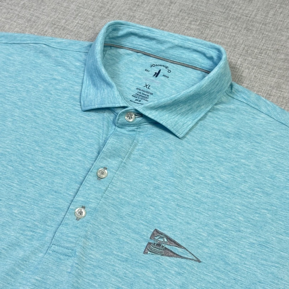 Johnnie-O Polo Shirt Mens XL Blue Top Shelf UPF 50 Tagless Stretch Performance‎